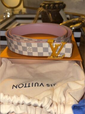 Louis Vuitton Pink Leather Belt - Soft Pastel Pink